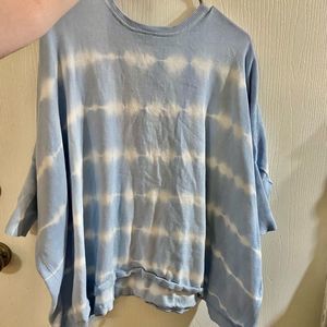 Calvin Klein Oversized Sweater Tunic Top Small Medium Blue Tie Dye